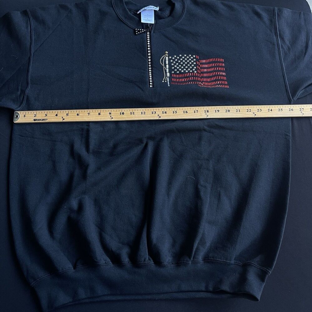 Get Lucky‎ Womens Quarter Zip Pullover Extra Large XL Flag Patriotic Rhinestone - Picture 8 of 11